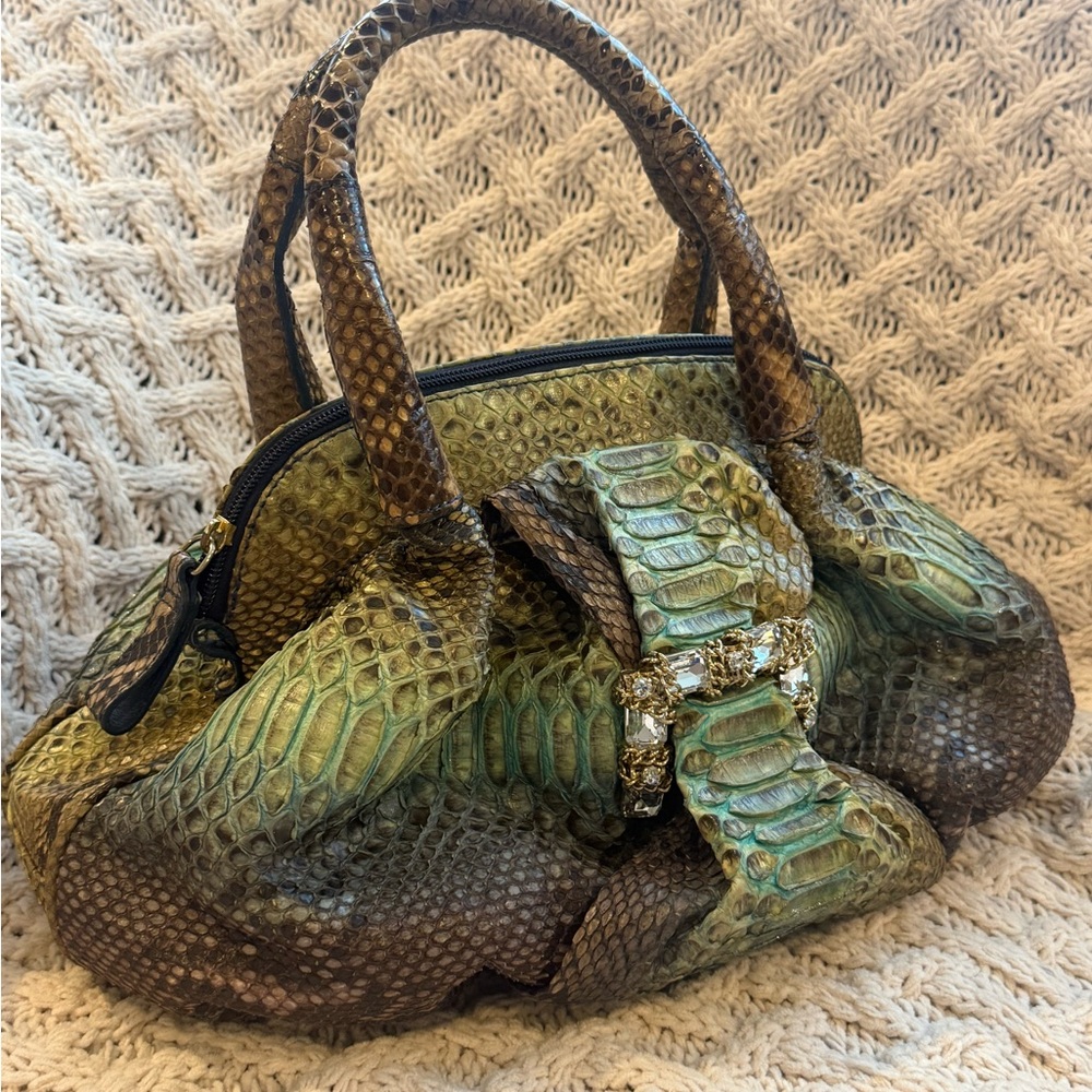 Ghibli Genuine Python Skin Handbag Italian Designer - Picture 7 of 12